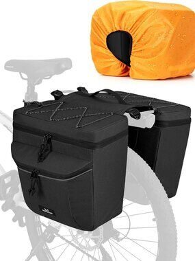 Spacious 35L Bike Panniers with Rain Cover | Durable Rear Rack Saddle Bag
